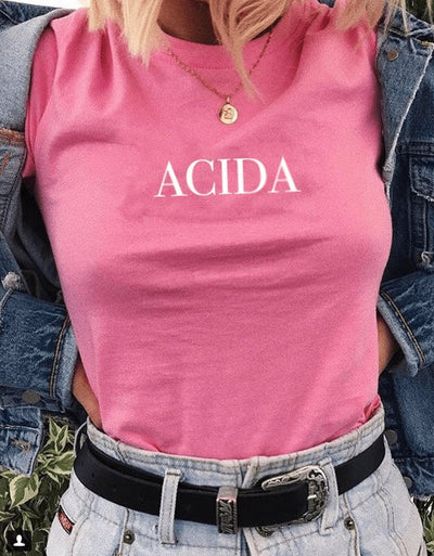 T-Shirt Donna "Acida" - Rosa Sweet - dandalo