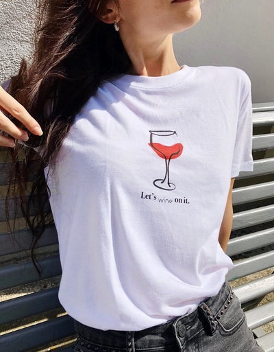 T-Shirt Donna "Let's wine on it" - dandalo